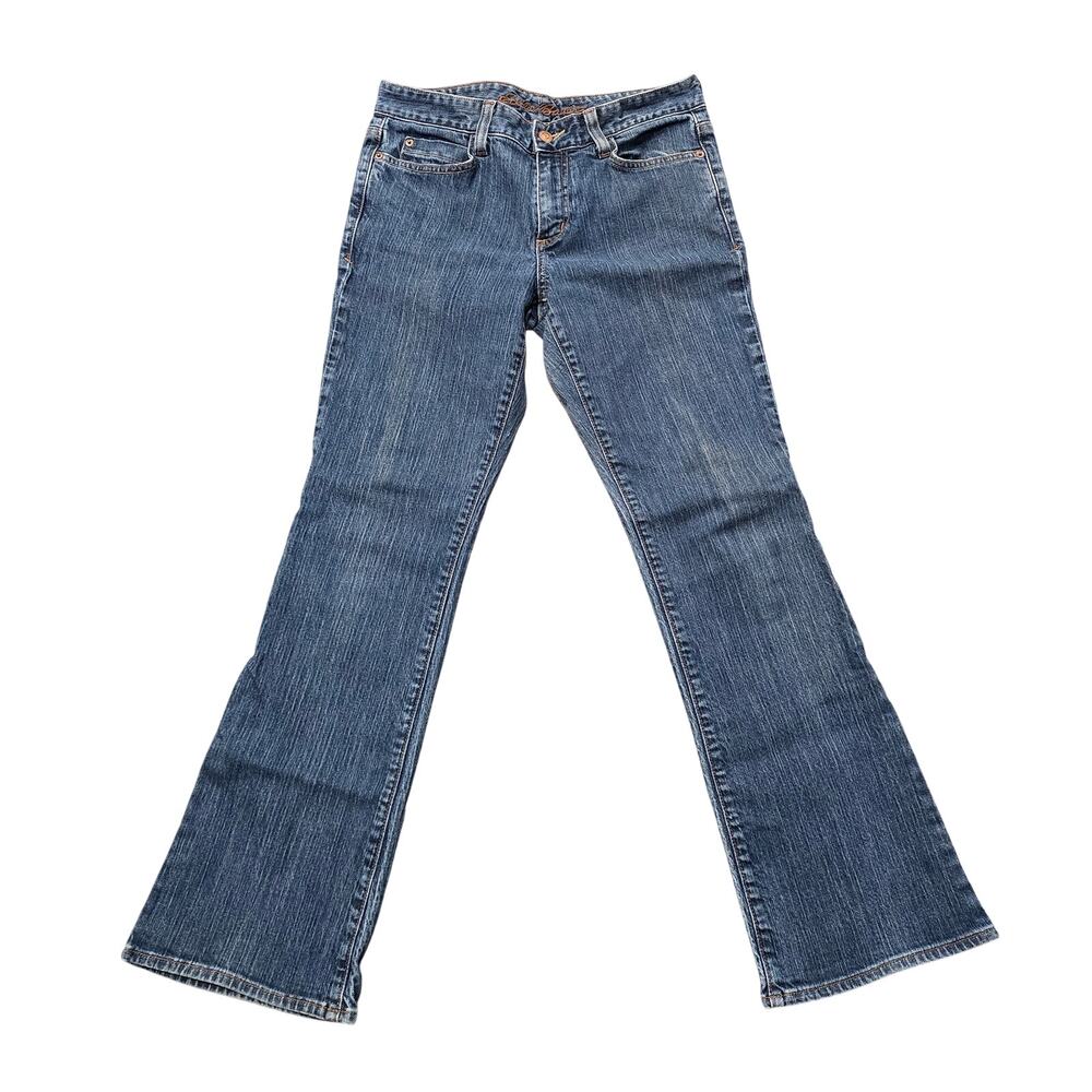 Eddie Bauer Specially Dyed Mid Rise Flare Leg Denim Blue Jeans